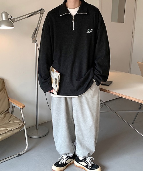 MGV(エムジーヴィー)の「ワッフル生地ワンポイントスウェット(スウェット・メンズ・アイボリー/ブラック・LARGE/MEDIUM/X-LARGE)」の16枚目の写真