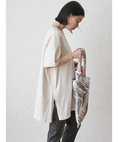 AMERICAN HOLIC（アメリカンホリック）の「サイドスリットカットチュニック（Tシャツ/カットソー・レディース・ライトベージュ/レッド/ホワイト系その他4/ブラック・L/M）」の13枚目の写真