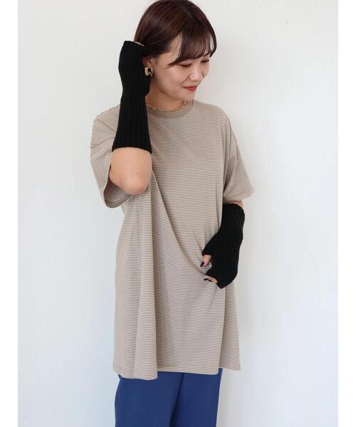 AMERICAN HOLIC（アメリカンホリック）の「サイドスリットカットチュニック（Tシャツ/カットソー・レディース・ライトベージュ/レッド/ホワイト系その他4/ブラック・L/M）」の11枚目の写真