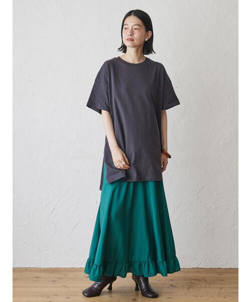 AMERICAN HOLIC（アメリカンホリック）の「サイドスリットカットチュニック（Tシャツ/カットソー・レディース・ライトベージュ/レッド/ホワイト系その他4/ブラック・L/M）」の5枚目の写真