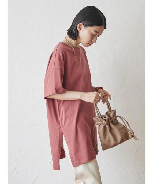 AMERICAN HOLIC（アメリカンホリック）の「サイドスリットカットチュニック（Tシャツ/カットソー・レディース・ライトベージュ/レッド/ホワイト系その他4/ブラック・L/M）」の14枚目の写真