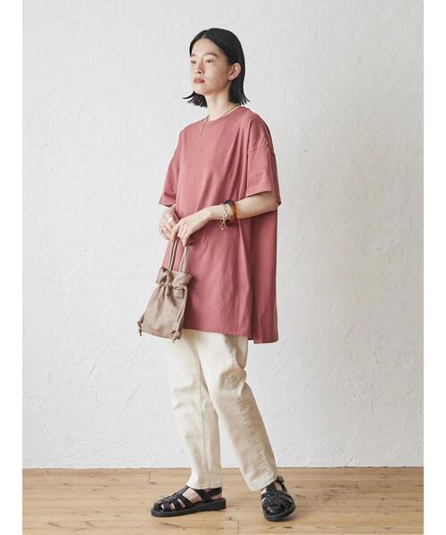 AMERICAN HOLIC（アメリカンホリック）の「サイドスリットカットチュニック（Tシャツ/カットソー・レディース・ライトベージュ/レッド/ホワイト系その他4/ブラック・L/M）」の6枚目の写真