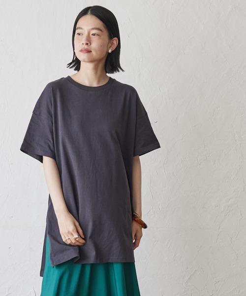 AMERICAN HOLIC（アメリカンホリック）の「サイドスリットカットチュニック（Tシャツ/カットソー・レディース・ライトベージュ/レッド/ホワイト系その他4/ブラック・L/M）」の3枚目の写真