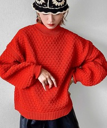 【mily bilet】即華やかに。ぽこぽこ軽量ボトルネックチャンキーニットプルオーバー