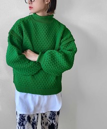 【mily bilet】即華やかに。ぽこぽこ軽量ボトルネックチャンキーニットプルオーバー