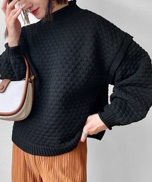 【mily bilet】即華やかに。ぽこぽこ軽量ボトルネックチャンキーニットプルオーバー