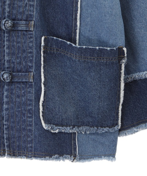 Candy Stripper（キャンディストリッパー）の「COMBINED CHINA ジャケット（デニムジャケット・レディース・ブラック/インディゴブルー・2）」の9枚目の写真