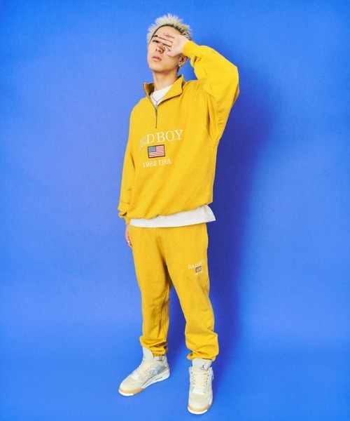 BAD BOY(バッドボーイ)の「BAD BOY U.S.Aロゴ刺繍 ハーフジップスウェット(スウェット・メンズ・ブラック/グレー/マスタード・L/M)」の8枚目の写真