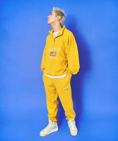 BAD BOY(バッドボーイ)の「BAD BOY U.S.Aロゴ刺繍 ハーフジップスウェット(スウェット・メンズ・ブラック/グレー/マスタード・L/M)」の9枚目の写真