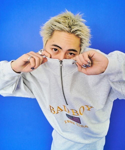 BAD BOY(バッドボーイ)の「BAD BOY U.S.Aロゴ刺繍 ハーフジップスウェット(スウェット・メンズ・ブラック/グレー/マスタード・L/M)」の13枚目の写真