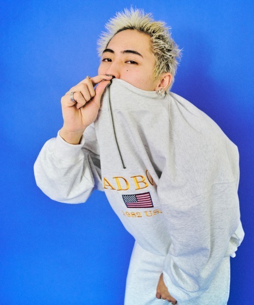 BAD BOY(バッドボーイ)の「BAD BOY U.S.Aロゴ刺繍 ハーフジップスウェット(スウェット・メンズ・ブラック/グレー/マスタード・L/M)」の15枚目の写真