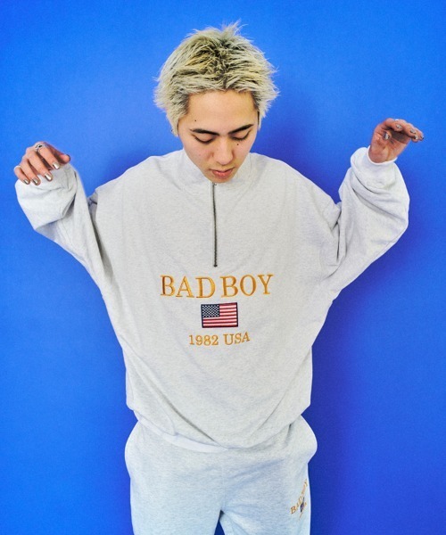 BAD BOY(バッドボーイ)の「BAD BOY U.S.Aロゴ刺繍 ハーフジップスウェット(スウェット・メンズ・ブラック/グレー/マスタード・L/M)」の16枚目の写真