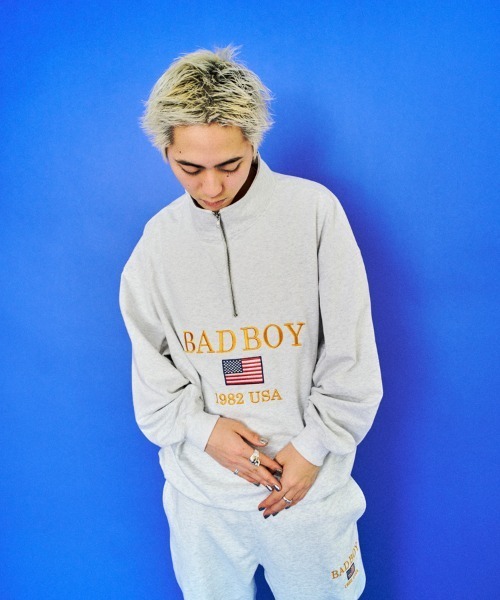 BAD BOY(バッドボーイ)の「BAD BOY U.S.Aロゴ刺繍 ハーフジップスウェット(スウェット・メンズ・ブラック/グレー/マスタード・L/M)」の17枚目の写真