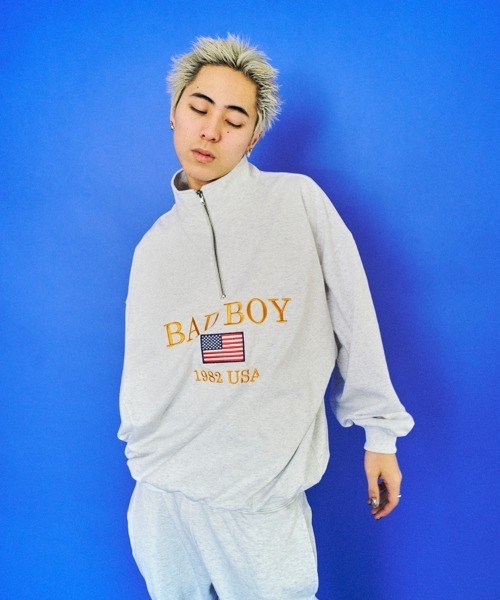 BAD BOY(バッドボーイ)の「BAD BOY U.S.Aロゴ刺繍 ハーフジップスウェット(スウェット・メンズ・ブラック/グレー/マスタード・L/M)」の12枚目の写真