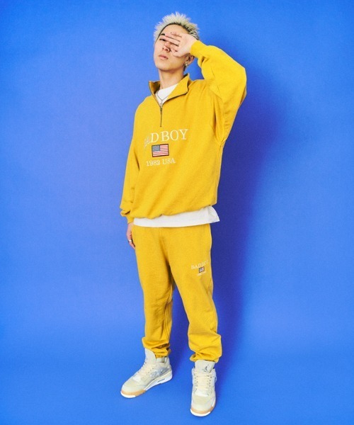 BAD BOY(バッドボーイ)の「BAD BOY U.S.Aロゴ刺繍 ハーフジップスウェット(スウェット・メンズ・ブラック/グレー/マスタード・L/M)」の7枚目の写真