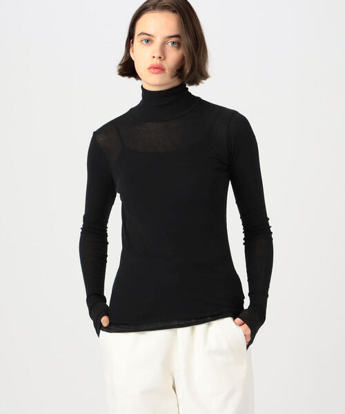 EDITION（エディション）の「TWISTING HIGH NECK コットン フライスハイネックプルオーバー（Tシャツ/カットソー・レディース・ダークブルー/ブラック/ホワイト・FREE）」の5枚目の写真