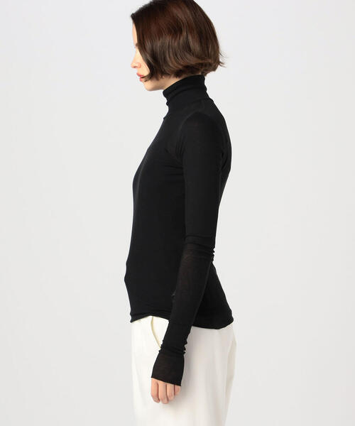 EDITION（エディション）の「TWISTING HIGH NECK コットン フライスハイネックプルオーバー（Tシャツ/カットソー・レディース・ダークブルー/ブラック/ホワイト・FREE）」の6枚目の写真