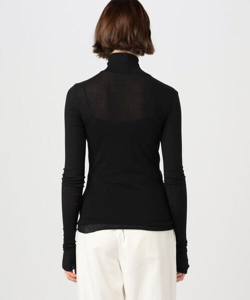 EDITION（エディション）の「TWISTING HIGH NECK コットン フライスハイネックプルオーバー（Tシャツ/カットソー・レディース・ダークブルー/ブラック/ホワイト・FREE）」の7枚目の写真