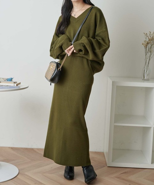 WEGO（ウィゴー）の「WEGO/【WEB限定・2点セット】2WAYニットセットアップ（ワンピース・レディース・ブラウン/ダークグリーン/アイボリー/ブラック・FREE）」の17枚目の写真