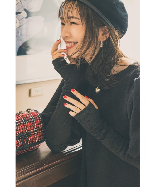 &. NOSTALGIA（アンドドットノスタルジア）の「【石井亜美さんコラボ】リブサムホールミニワンピース（ワンピース・レディース・ブラック・FREE）」の11枚目の写真