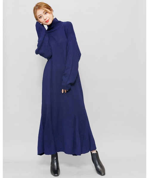 mili an deni（ミリアンデニ）の「マーメイドラインニットワンピース（ワンピース・レディース・ベージュ/ブラック/チャコールグレー/ライトグレー/ネイビー/パープル/ブルー/グリーン/アイボリー・L/M）」の7枚目の写真