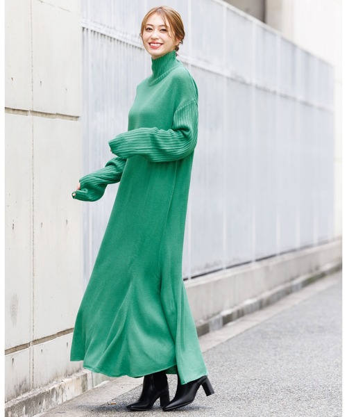 mili an deni（ミリアンデニ）の「マーメイドラインニットワンピース（ワンピース・レディース・ベージュ/ブラック/チャコールグレー/ライトグレー/ネイビー/パープル/ブルー/グリーン/アイボリー・L/M）」の6枚目の写真