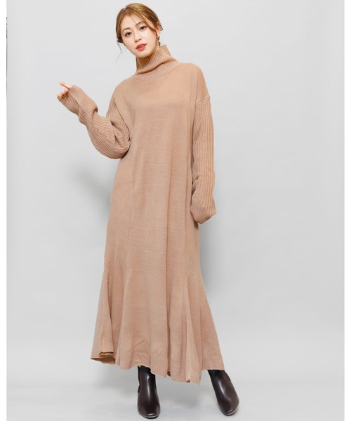 mili an deni（ミリアンデニ）の「マーメイドラインニットワンピース（ワンピース・レディース・ベージュ/ブラック/チャコールグレー/ライトグレー/ネイビー/パープル/ブルー/グリーン/アイボリー・L/M）」の15枚目の写真