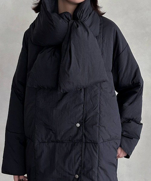 hellam（へラム）の「マフラーセット ダウンコート（ダウンジャケット/コート・レディース・ホワイト/ブラック/カーキ・FREE）」の10枚目の写真