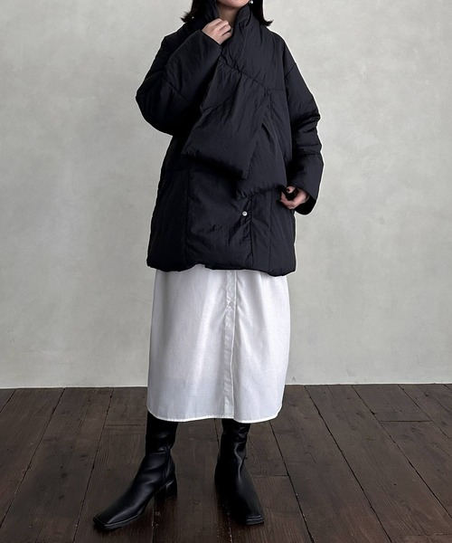 hellam（へラム）の「マフラーセット ダウンコート（ダウンジャケット/コート・レディース・ホワイト/ブラック/カーキ・FREE）」の11枚目の写真