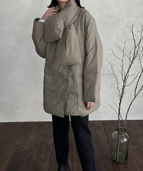 hellam（へラム）の「マフラーセット ダウンコート（ダウンジャケット/コート・レディース・ホワイト/ブラック/カーキ・FREE）」の20枚目の写真