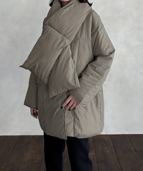 hellam（へラム）の「マフラーセット ダウンコート（ダウンジャケット/コート・レディース・ホワイト/ブラック/カーキ・FREE）」の22枚目の写真