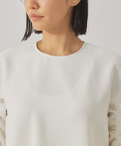 qualite（カリテ）の「シャーリングフリルブラウス（シャツ/ブラウス・レディース・チャコールグレー/オフホワイト・フリー）」の11枚目の写真