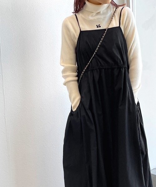 w closet（ダブルクローゼット）の「【2WAY】ビッグギャザーポケットキャミワンピース（ワンピース・レディース・レンガ/ブラック・FREE）」の16枚目の写真