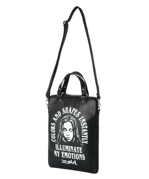 X-girl（エックスガール）の「ARCH & FACE LOGO PC CASE（ショルダーバッグ・レディース・ライトブルー/ブラック・ONE SIZE）」の2枚目の写真