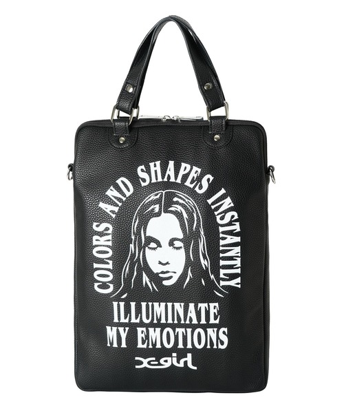 X-girl（エックスガール）の「ARCH & FACE LOGO PC CASE（ショルダーバッグ・レディース・ライトブルー/ブラック・ONE SIZE）」の11枚目の写真