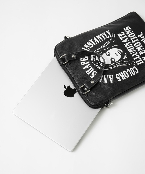 X-girl（エックスガール）の「ARCH & FACE LOGO PC CASE（ショルダーバッグ・レディース・ライトブルー/ブラック・ONE SIZE）」の7枚目の写真