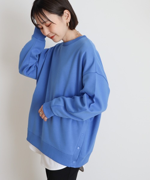 AMERICAN HOLIC（アメリカンホリック）の「サイドボタンポンチプルオーバー（スウェット・レディース・アイボリー/ブルー/グリーン/ブラック・M/L）」の4枚目の写真