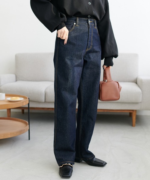 USコットンデニムストレートパンツ