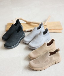 厚底ニットスリッポンスニーカー