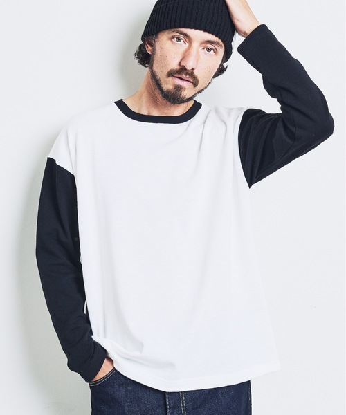 Magine(マージン)の「ORGANIC CTN URAKE RINGER TEE:オーガニックコットン 裏毛 リンガー TEE 23SS(Tシャツ/カットソー・メンズ・ネイビー/チャコールグレー/オリーブ/ブラック・44/46/48)」の1枚目の写真