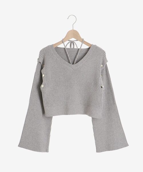 MAJESTIC LEGON（マジェスティックレゴン）の「2wayショルダーフレアスリーブニット（ニット/セーター・レディース・ブルー/グレー/ピンク・MEDIUM）」の2枚目の写真