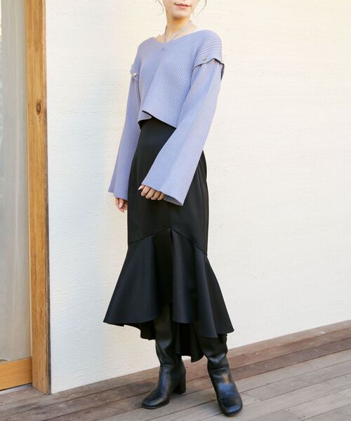 MAJESTIC LEGON（マジェスティックレゴン）の「2wayショルダーフレアスリーブニット（ニット/セーター・レディース・ブルー/グレー/ピンク・MEDIUM）」の12枚目の写真