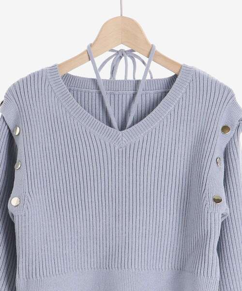 MAJESTIC LEGON（マジェスティックレゴン）の「2wayショルダーフレアスリーブニット（ニット/セーター・レディース・ブルー/グレー/ピンク・MEDIUM）」の22枚目の写真