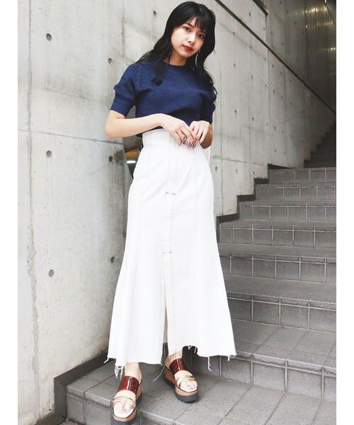 MURUA(ムルーア)の「ハーフスリーブラメニット(ニット/セーター・レディース・アイボリー/グリーン/ネイビー・FREE)」の12枚目の写真