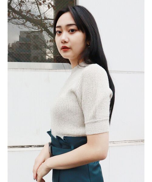 MURUA(ムルーア)の「ハーフスリーブラメニット(ニット/セーター・レディース・アイボリー/グリーン/ネイビー・FREE)」の15枚目の写真