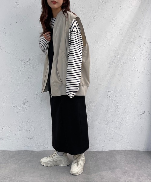 apres jour mignon（アプレジュールミニョン）の「２WAY　MA-1【ZOZOTOWN限定アイテム】（MA-1・レディース・カーキ/ブラック/オフホワイト/グレイッシュベージュ・フリー/X-LARGE）」の8枚目の写真