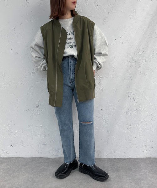 apres jour mignon（アプレジュールミニョン）の「２WAY　MA-1【ZOZOTOWN限定アイテム】（MA-1・レディース・カーキ/ブラック/オフホワイト/グレイッシュベージュ・フリー/X-LARGE）」の10枚目の写真