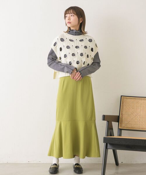 RETRO GIRL（レトロガール）の「H/WマーメイドSK（スカート・レディース・チャコールグレー/ブラック/ライトグリーン/ナチュラル・FREE）」の8枚目の写真