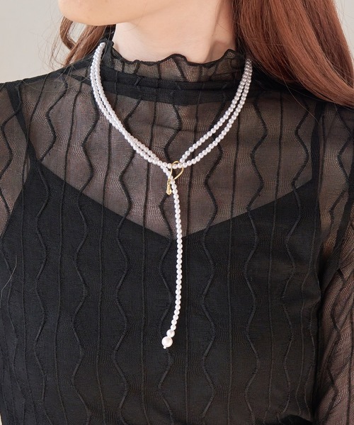Phoebe（フィービィー）の「フォーリングパールロングネックレス/全長:102cm/連パール（ネックレス・レディース・ホワイト・FREE）」の12枚目の写真