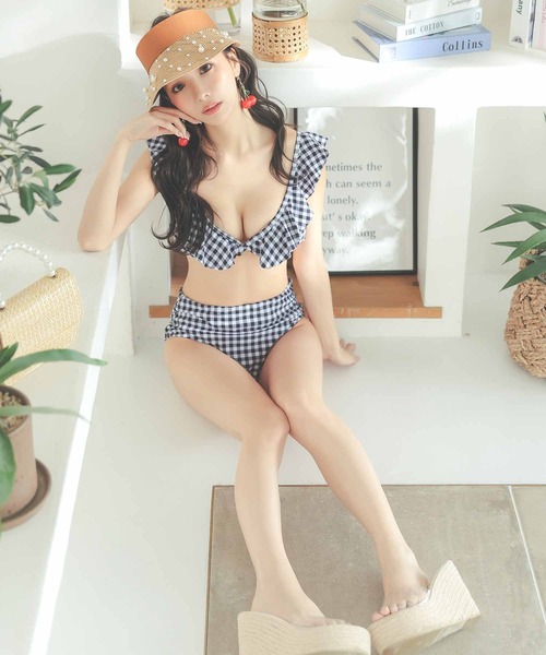水着 エクニック総柄プリントアンダーバックセクシークロスビキニ